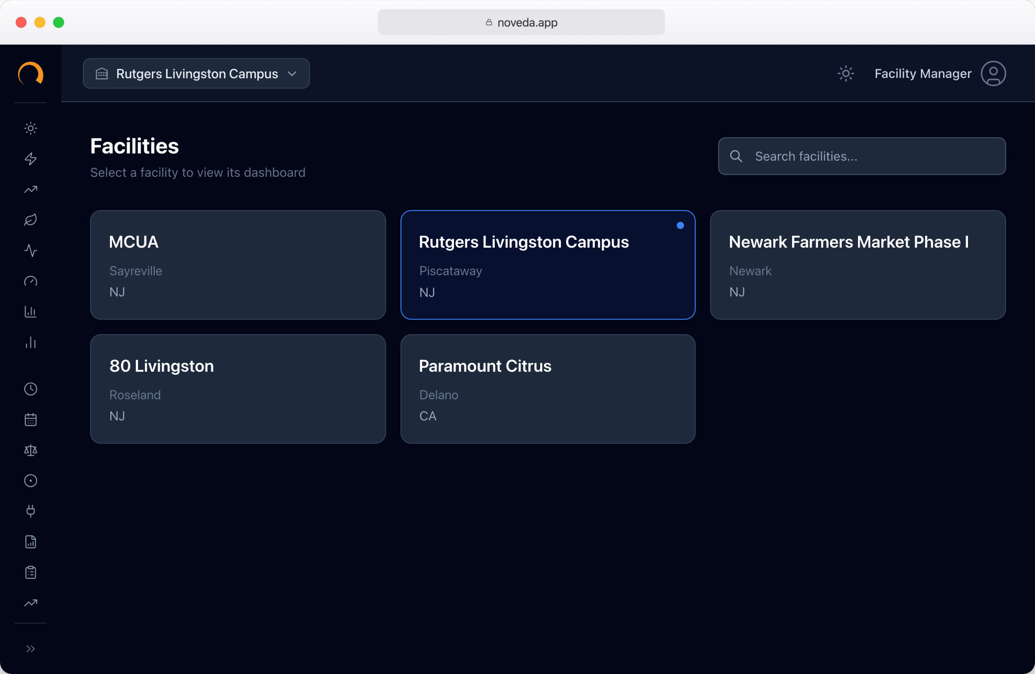 Portfolio Tracker multi-site facility list